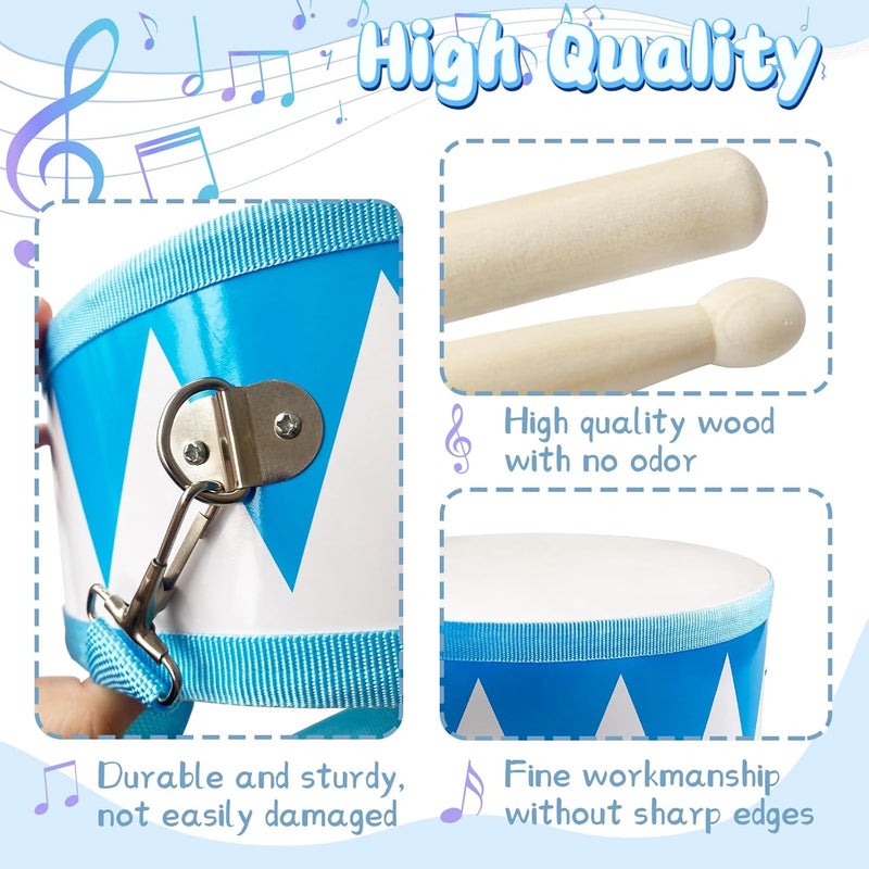 Xeehwb Kids Drum Set,8 Inch Wooden Drum Toys,Educational Baby Musical Toy with an Adjustable Strap and 2 Drumsticks,Sensory Musical Instrument Toys for Toddler,Kids,Boys & Girls - Image 3